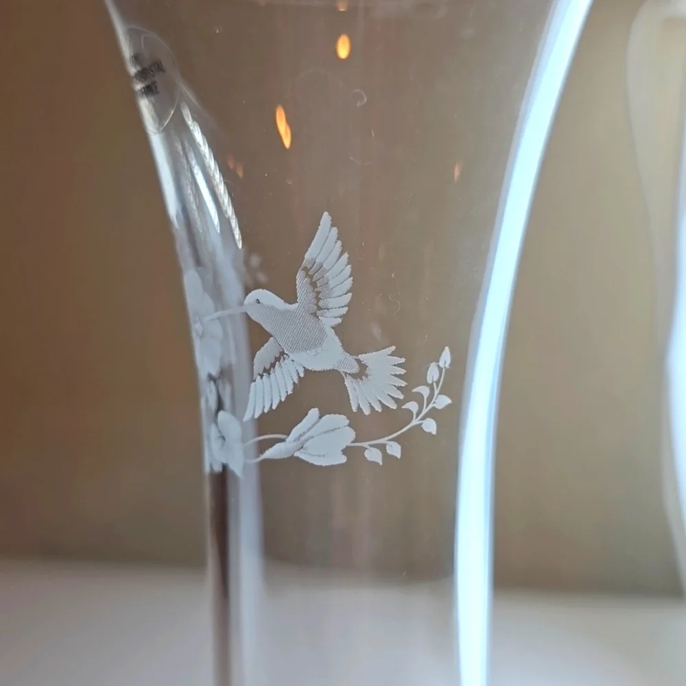 Vintage Avon Hummingbird Vase - Over 24% Lead Crystal - Made in France